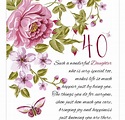 40th Birthday Daughter Floral Daughter Birthday Card - Etsy UK