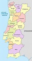 Kaart van de Portugese regio's: politieke en staatskaart van Portugal