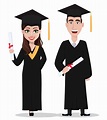graduación de estudiantes. personaje de dibujos animados con diploma ...