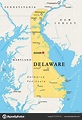Delaware Politische Landkarte Staat Der Region Mittlerer Atlantik Der Vereinigten - Vektorgrafik ...