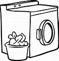 line drawing of a washing machine and laundry 12478129 Vector Art at ...
