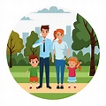 Dibujos animados padres e hijos en el parque | Vector Premium