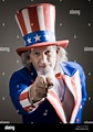 Studio portrait of Uncle Sam pointing Stock Photo - Alamy
