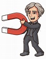 Michael Faraday Holding Magnet Cartoon Clipart Vector - FriendlyStock