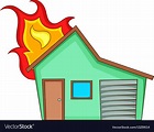 House on fire icon cartoon style Royalty Free Vector Image