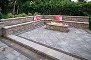 Firepit | Patio pavers design, Cambridge pavingstones, Fire pit backyard