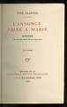 L'Annonce faite à Marie by Paul Claudel: Very Good Half Leather (1914 ...