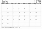 Calendario Julio 1979 de España en español ☑️ Calendario.Gratis