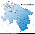 Karte von Niedersachsen als Übersichtskarte in Blau - Stock Photo ...