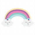 cute rainbow with clouds unicorn kawaii style 4833797 Vector Art at ...