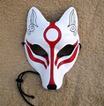 White Okami Kitsune Mask... Japanese Fox Leather Mask | Kitsune mask ...