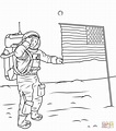 Neil Armstrong on the Moon coloring page | Free Printable Coloring Pages