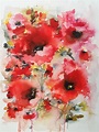Poppies en masse VIII : Watercolor : Karin Johannesson | Flower ...