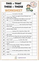 This That These Those Worksheet with Answers | English worksheets for ...