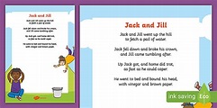 Jack and Jill nursery rhyme | Lyrics Poster - Twinkl