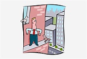Business Man On Ledge Of Building Royalty Free Vector - Man On Ledge ...