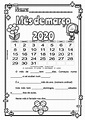 Calendário do mês de março - Atividades Suzaninho