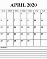 Free Blank April 2020 Calendar Printable in PDF, Word, Excel