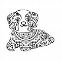 Perro mandala para colorear ilustración vectorial | Vector Premium