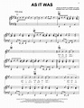 Harry Styles "As It Was" Sheet Music & Chords for Piano, Vocal & Guitar ...
