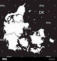 Dinamarca regiones Mapa blanco y negro Imagen Vector de stock - Alamy