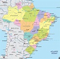 Large political and administrative map of Brazil with major cities ...