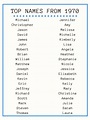 US Top Names from 1970 | Names, Name inspiration, Book names