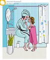 Mother and Daughter in the Bathroom | Ilustración de inspira… | Flickr