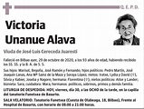 Esquela de Victoria Unanue Alava : Fallecimiento | Esquela en El Correo
