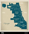 Ciudad moderna - Mapa de la ciudad de Chicago, Estados Unidos con ...