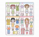 Printable Paper Doll Cute Kawaii Paper Dolls Dress up Toys Instant ...