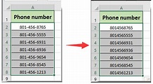 How to convert the phone number format to digits in Excel?