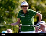 Catherine Zeta Jones on the first green on the first day of competition ...