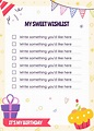 Listas de regalos de cumpleaños imprimibles | Google Slides
