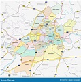 Frankfurt Administrative Map Stock Illustration - Illustration of ...