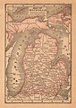 1888 Tiny MICHIGAN Map Vintage State Map of Michigan Miniature Map ...