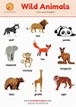 Wild animals names (vocabulary with pictures) - Printable and Online ...