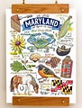 Maryland Print, State Symbols, Illustration, Old Line State, Home Decor ...