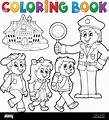 Libro para colorear los alumnos y policía - eps10 ilustración vectorial ...