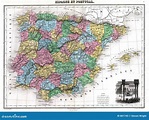 1870 Mapy O Portugal Hiszpanii Ilustracji - Ilustracja złożonej z ...