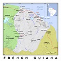 Detallado mapa político de Guayana Francesa con relieve | Guayana ...