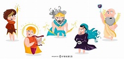 Greek Gods Cartoon Illustration Pack #2 Vector Download