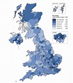 Carte de la population du Royaume-Uni (UK) : densité de la population ...
