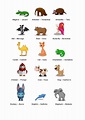 Nomes de animais em ingles