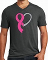 Mens Cancer Awareness Heart Ribbon V-neck Tee Shirt, Black Frost, XL ...