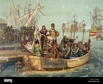 El primer viaje. Cristóbal Colón la despedida a la reina Isabel de ...