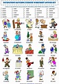 Jobs occupations professions vocabulary matching exercise worksheet