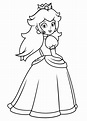 Adorable Princess Peach Coloring Page - Free Printable Coloring Pages