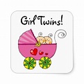 Cute baby girl twins square sticker | Zazzle.com | Cute baby boy, Cute ...