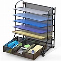SimpleHouseware 6 Trays Desk Document File Tray Organizer with Supplies ...